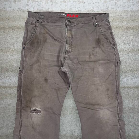 Vintage Y2K Dickies Carpenter Pants 36x30 Baggy Wide Chocolate Canvas Dungarees - Picture 6 of 7